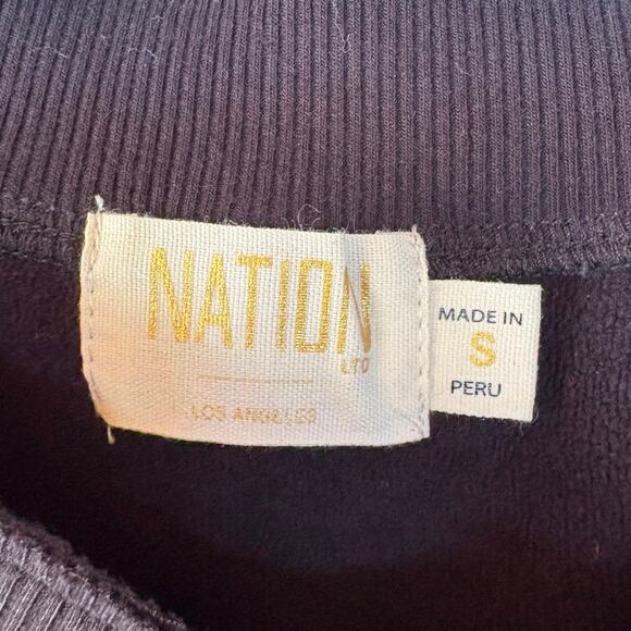 Nation Wyatt V-Neck Black Sweatshirt Classic Varsity Lounge Quiet Luxury Small - Picture 7 of 9